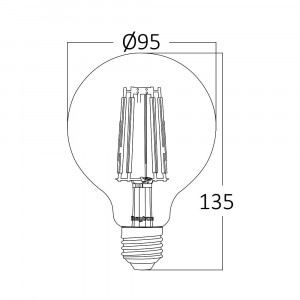 Bec LED cu filament 6W DIM G95 2200K E27