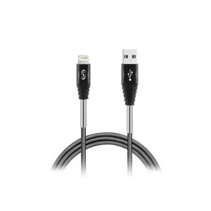 Cablu date USB la Lightning, Fonex, Textil, 1 metru, gri