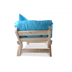 Canapea extensibila 2 locuri cadru lemn natural, perne incluse, Sofia, Bleu