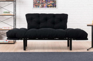 Canapea extensibila cu 2 locuri Nitta, umplututa cu spuma, 190X73cm extinsa , negru