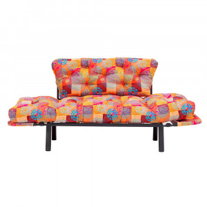 Canapea extensibila cu 2 locuri Nitta, umplututa cu spuma, 190X73cm extinsa, multicolor