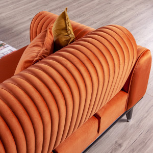 Canapea extensibila Picasso, cadru lemn, material tapiterie catifea, portocaliu