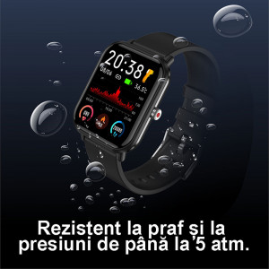 Ceas inteligent smartwatch, ritm cardiac, tensiune arteriala, oxigen sange, GPS, Efour Tech Q9Pro, rosu