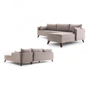 Coltar cu sezlong dreapta Bella, crem,  275x85x165cm