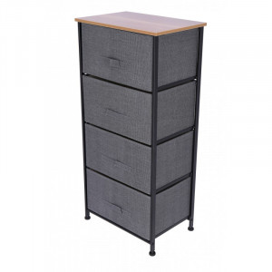 Comoda dormitor - birou - hol 4 sertare, 45 x 30 x 94 cm, Grunberg TB68 (gri)