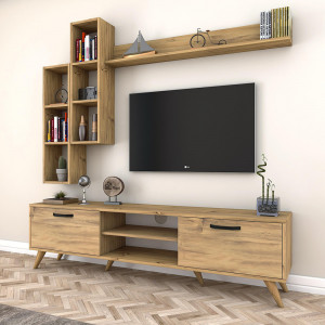 Comoda TV Nevada C1B, culoare nuc, 180x35x48,3 cm