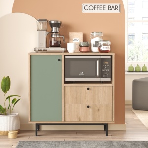 Dulap bucatarie Dona, 88X35,5X85 cm, culoare stejar-verde smarald