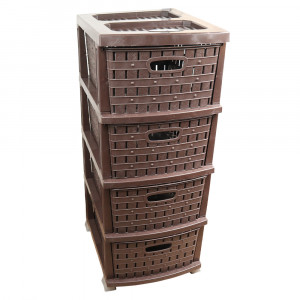 Dulap plastic universal pentru depozitare, cu 4 sertare, BAMBU Wenge