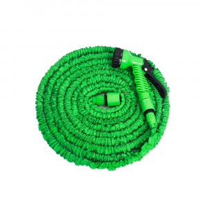 Furtun extensibil pentru gradina 10 - 30 metri, cap de udat cu pulverizator reglabil, verde