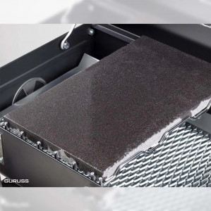 Gratar pe carbuni din fonta si piatra vulcanica, termometru, aprinzator carbuni + accesorii incluse Guruss CG-075, negru
