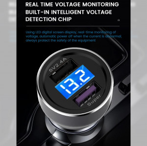 Incarcator auto SMS-A89, Quick Charge 3.0 cu iesire de 5V 2.4A plus cablu Type-C, negru