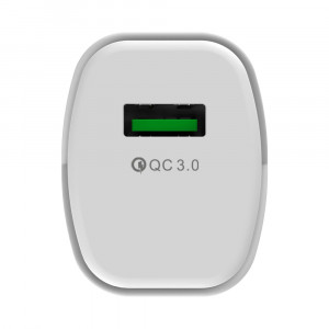 Incarcator retea SMS-A33, Quick Charge3.0, Putere 18W, plus cablu Lightning, roz