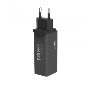 Incarcator retea cu 2 porturi SMS-A80, Quick Charge3.0 plus cablu Lightning, negru
