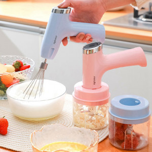 Mixer - tocator 2 in 1, fara fir, pentru carne, fructe, legume, sau condimente, roz