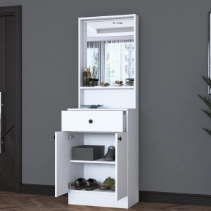 Pantofar modern cu oglinda, alb, P6