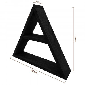 Raft de perete din lemn de pin, Trigo, negru