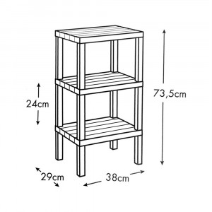 Raft modular organizator cu 3 etajere, aspect de lemn stratificat, maro