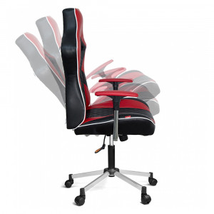 Scaun gaming ANKA, rotativ, piele ecologica, negru cu rosu