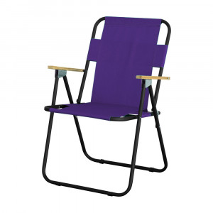 Set 2 scaune camping pliant cu cotiere, structura metalica, violet