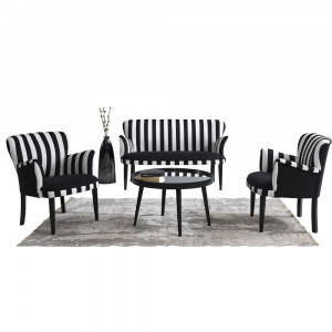 Set canapea 2 locuri cu 2 fotolii, ZEBRA, tapitat stofa, cadru lemn