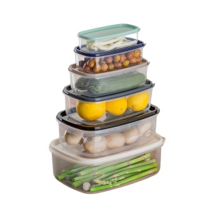 Set de 6 caserole cu capac, dimensiuni diferite, pentru frigider, congelator, microunde, BPA free 