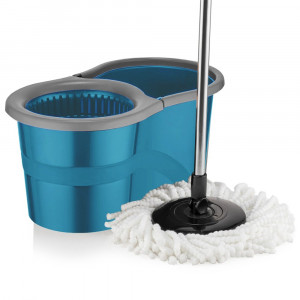 Set Galeata cu Mop Rotativ si Dispozitiv Centrifug de Stoarcere, Asos Home, Albastru