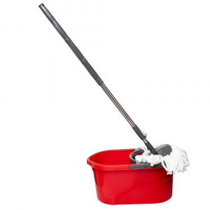 Set Galeata cu Mop Rotativ si Dispozitiv Centrifug de Stoarcere, Asos Home, Rosu