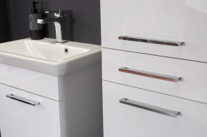 Set mobilier baie cu lavoar, corp lavoar si oglinda, Andia, alb