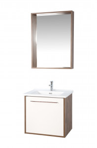 Set mobilier baie cu lavoar, corp lavoar si oglinda, Miraa, nuc