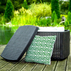 Set mobilier de gradina - terasa cu 2 fotolii si masa, ratan, Tree, antracit
