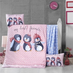 Set pilota si perna pentru copii, materiale antialergenice, bumbac, Pinguin