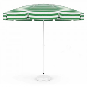 Umbrela de soare pentru plaja, protectie UV, Ø 180 cm, verde cu alb