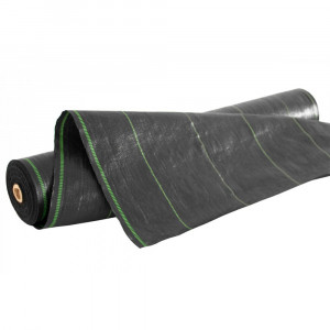 Agrotextil folie mulcire sol antiburuieni, dimensiune 4m x 50m, negru cu dungi verzi