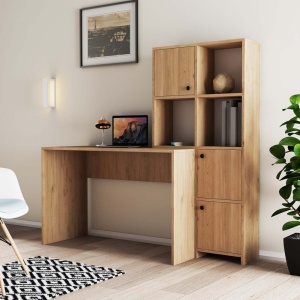 Birou lucru cu rafturi dreapta, dimensiuni 120x75x51.5 cm, stejar - Img 4
