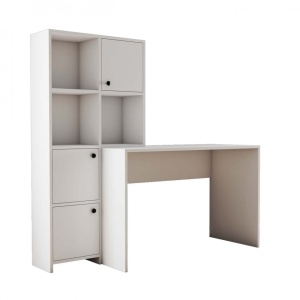 Birou lucru cu rafturi stanga, practic si spatios, dimensiuni birou 120x75x51.5 cm, alb - Img 3