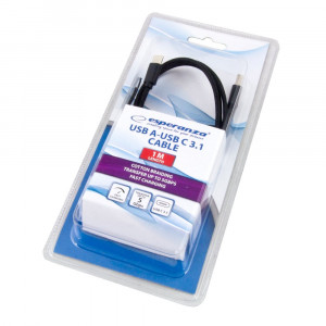 Cablu USB 3.0 la Type-C 3.1, negru, 1 metru, Esperanza