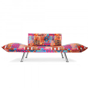 Canapea extensibila 2 locuri, cadru inox, Patchwork