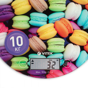 Cantar bucatarie Macarons, , multicolor, rotund, plastic, greutate maxima 10 kg
