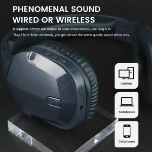 Casti hands-free bluetooth, over-ear, SMS-CJ08, albastru inchis