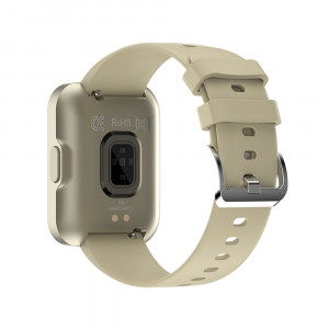 Ceas inteligent smartwatch barbati - dama, ritm cardiac, oxigen sange, tensiune arteriala, Efour Tech E21, crem