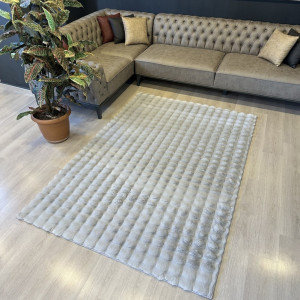 Covor Bubble imitatie blana de iepure 3D, 150 X 230 cm, gri