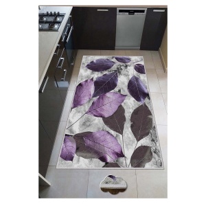 Covor bucatarie cu print digital 3D, Liliac , 80x120cm, poliester 100%, spate antiderapant