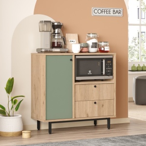 Dulap bucatarie Dona, 88X35,5X85 cm, culoare stejar-verde smarald