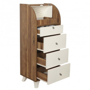 Dulap de bucatarie model alb cu nuc, 5 spatii depozitare, pal melaminat, 108x33x45cm