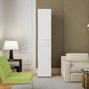 Dulap inalt multifunctional cu sertar, 2 usi cu 4 compartimente, Kerim, alb