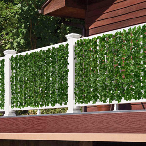 Gard paravan viu cu frunze artificiale, verde inchis, 100x300 cm