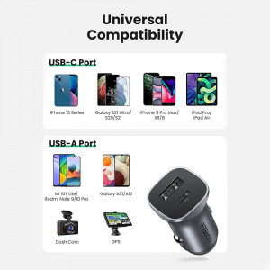 Incarcator auto bricheta USB-C PD + USB-A, QC, 20W, UGREEN