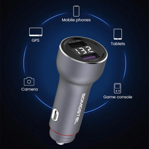 Incarcator auto SMS-A89, Quick Charge 3.0 cu iesire de 5V 2.4A plus cablu Type-C, negru
