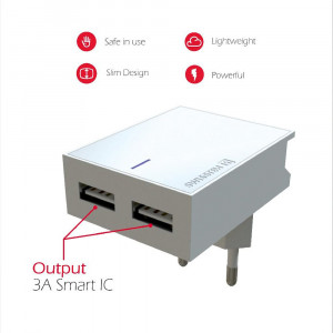 Incarcator retea priza cu 2x porturi USB, Smart IC, Swissten