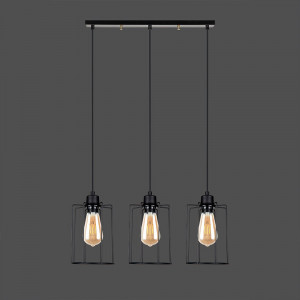 Lustra Silindir, Squid Lighting, Negru, 21x16x115 cm 3 brate